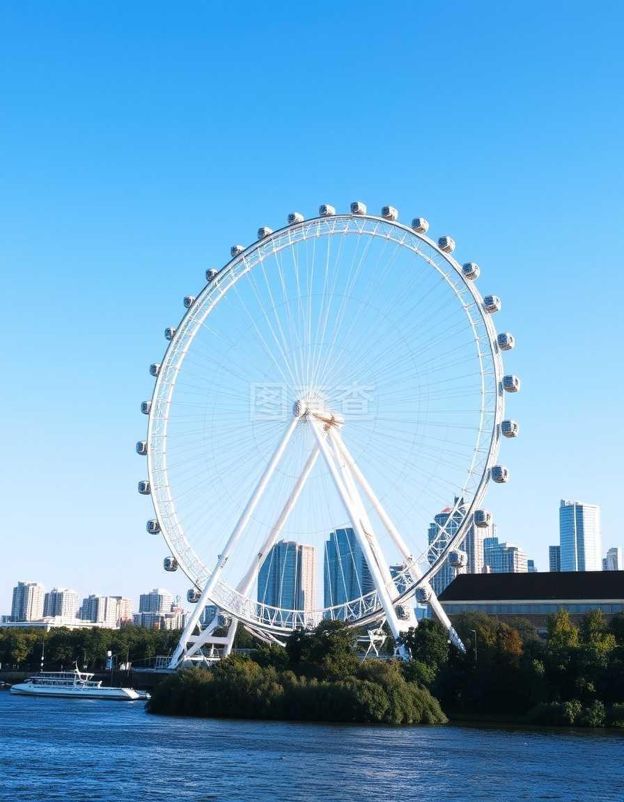 天津摩天轮,天津之眼在白天城市景观